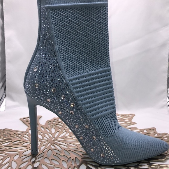 Steve Madden Baby Blue Maxwell Stiletto Point Toe Sock Booties Size 7 - Picture 7 of 10